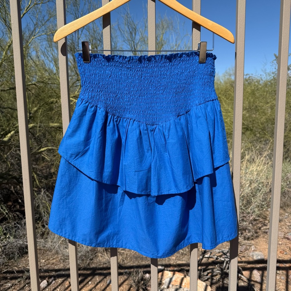 Ht 360 Collective Nwot Vibrant Blue Tiered Skater Mini Skirt